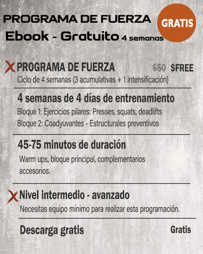 (gratis) PROGRAMA FUERZA: 4 semanas
